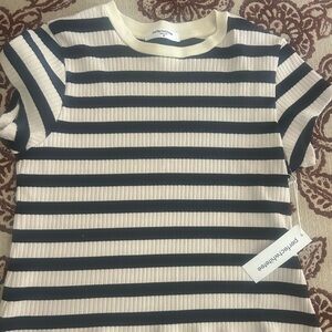 NWT Navy and White tee